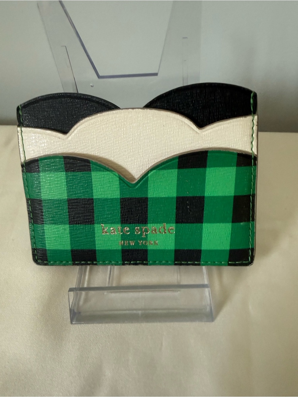 Kate Spade Hoppkins Green Plaid Cardholder